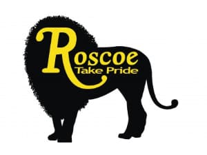 roscoe take pride lion logo black and yellow
