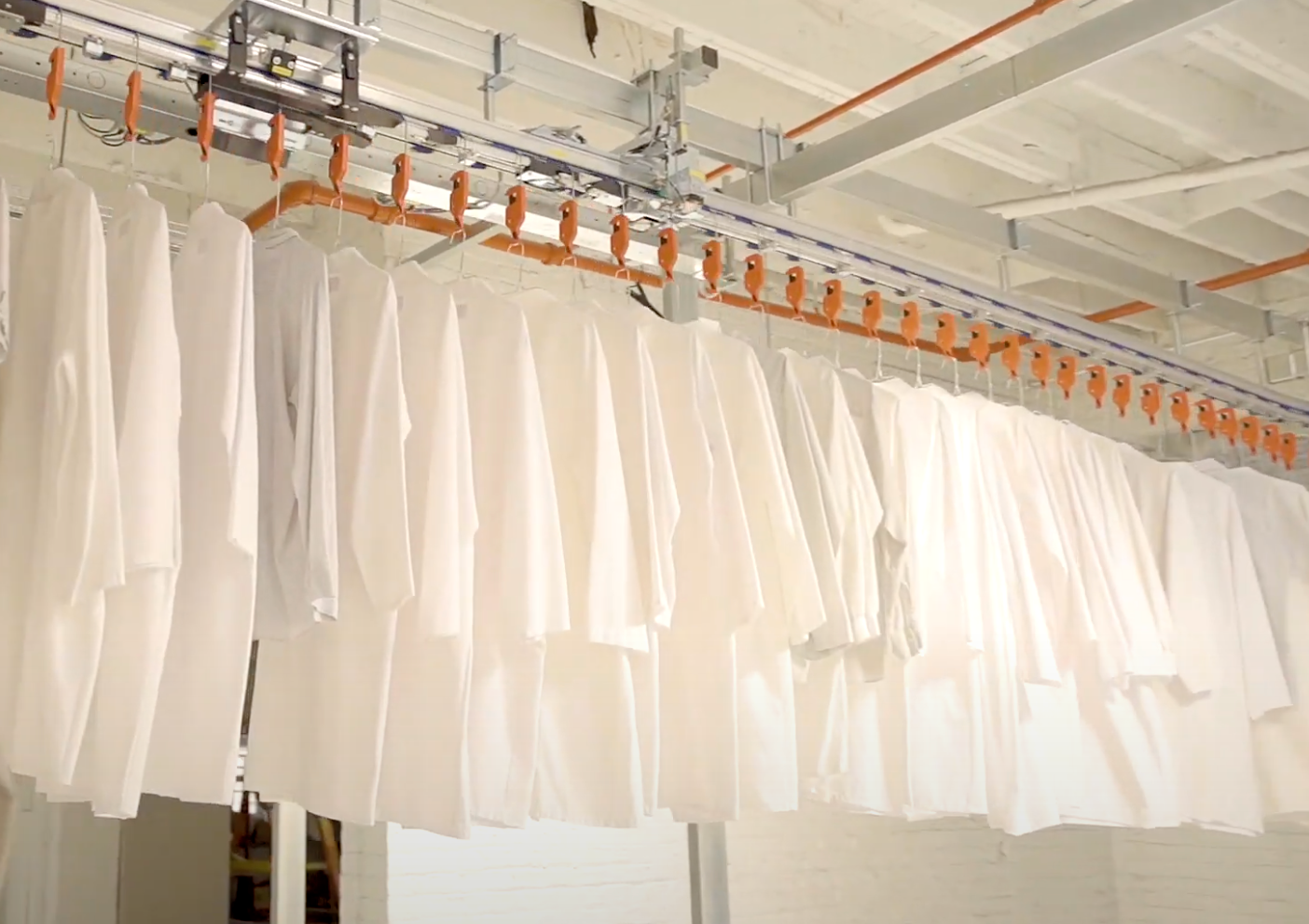 White shirts on hangers